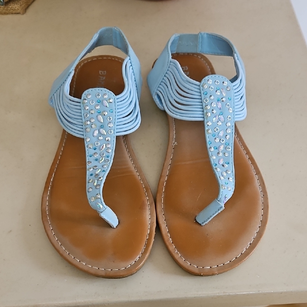 BAMBOO Sky Blue Rhinestone Sandals